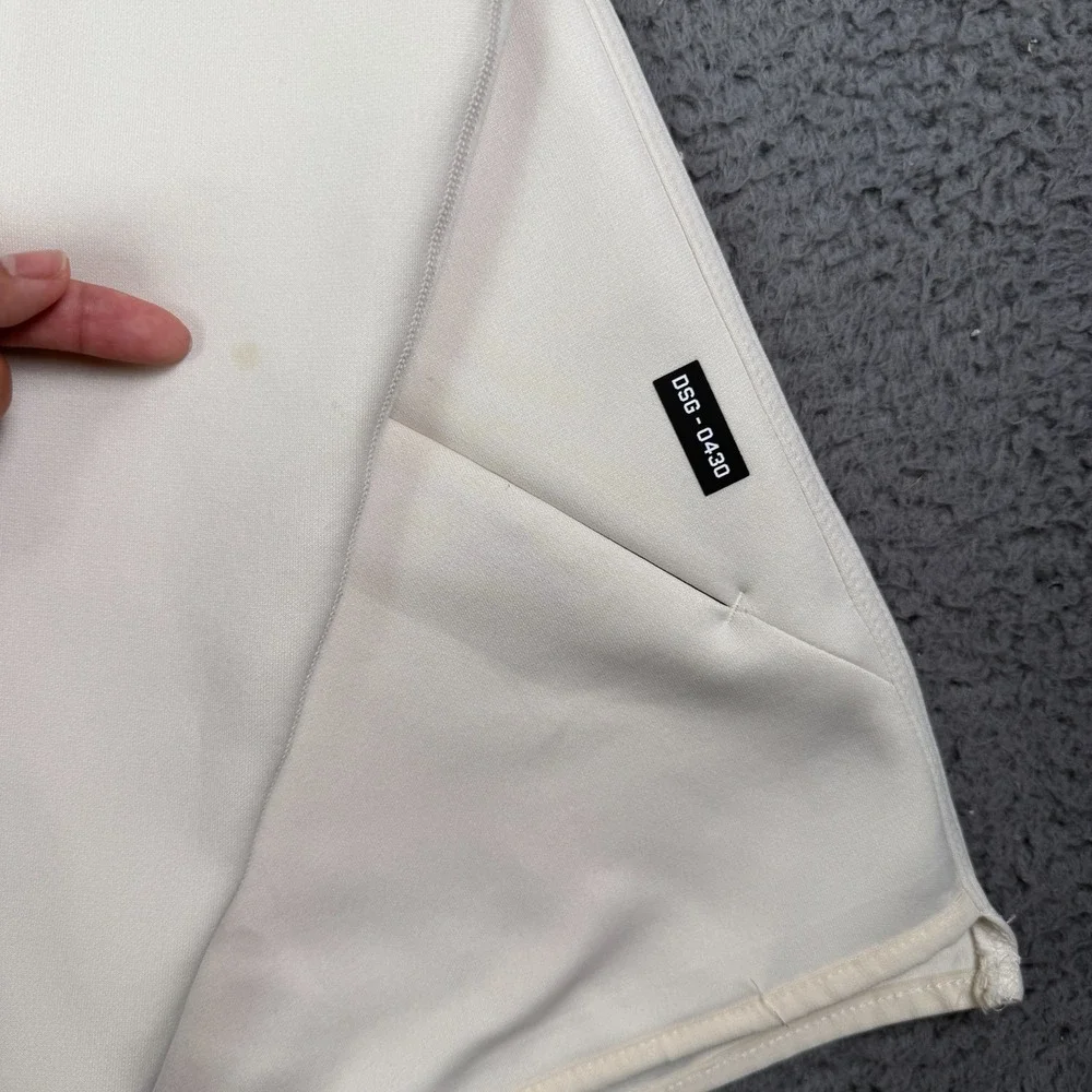 ASRV Tech Hoodie Mens Medium Cream Coolever Full Zip Pullover Stretch Gym
